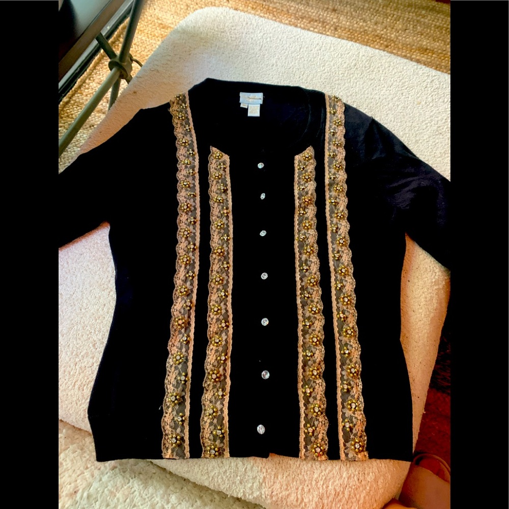 Embellished sweater with rhinestones by Plenty